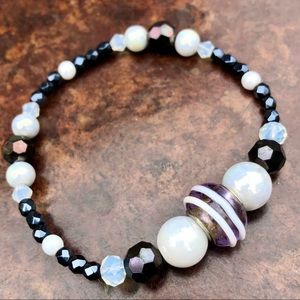 Swarovski Crystal, Hematite, & Glass Bead Bracelet